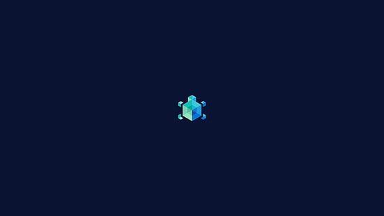 fondo azul, geometría, cubo, tortuga, minimalismo, Fondo de pantalla HD HD wallpaper