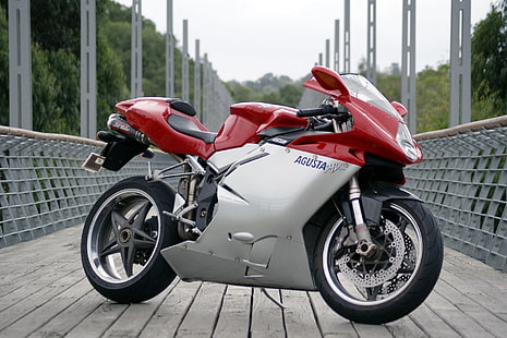 MVアグスタF4 750、赤と白のアグスタスポーツバイク、オートバイ、MVオーガスタ、MVアグスタ、 HDデスクトップの壁紙 HD wallpaper
