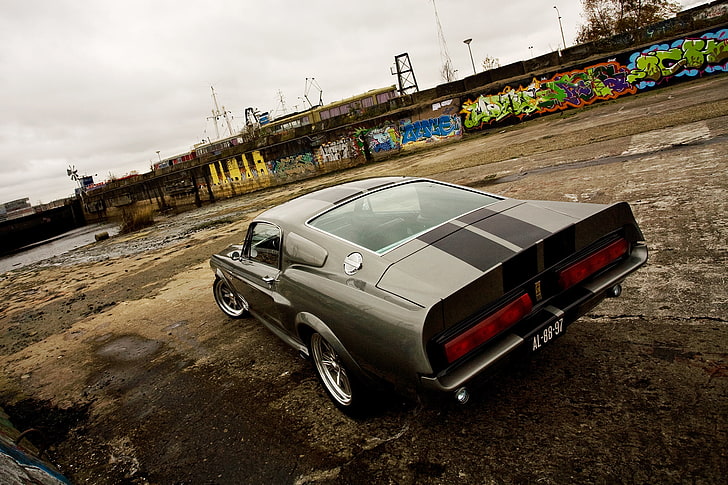 gray and black coupe, ford, shelby, eleanor, gt 500, HD wallpaper