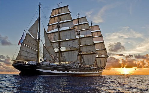 sailing ship, ship, sea, vehicle, HD wallpaper HD wallpaper