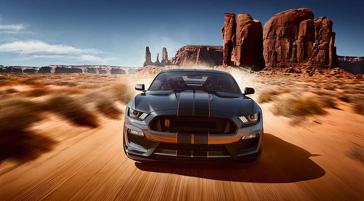 Ford Mustang Shelby GT350, Aero, Kreativ, Wüste, Geschwindigkeit, Autos, Auto, Fahren, Ford, Mustang, Shelby, Fahrzeug, Fotomanipulation, gt350, HD-Hintergrundbild