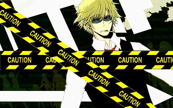 male anime character wallpaper, durarara, heiwajima shizuo, guy, blond, sunglasses, HD wallpaper