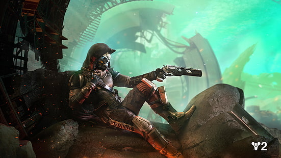 Destiny 2, video game, Cayde-6, fiksi ilmiah, cyborg, pistol, kerudung, Wallpaper HD HD wallpaper