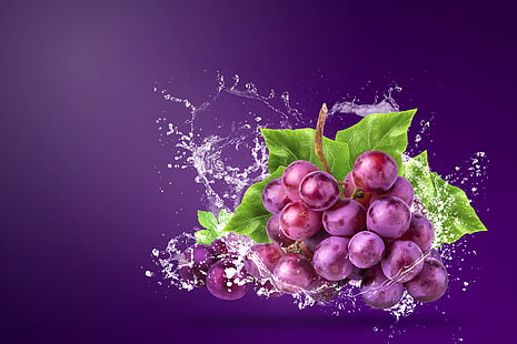 água, esguicho, fundo, uvas, cacho, HD papel de parede HD wallpaper