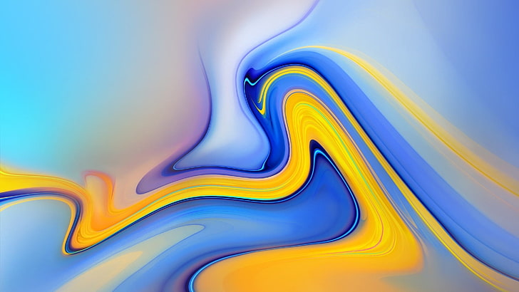 liquid art, liquid, blue, yellow, abstraction, abstract art, modern art, HD wallpaper