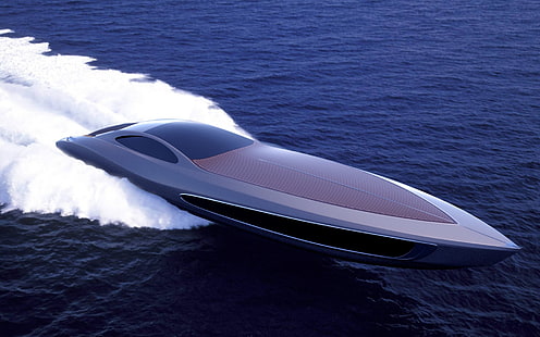 barca a motore nera, barca, veicolo, motoscafo, Sfondo HD HD wallpaper