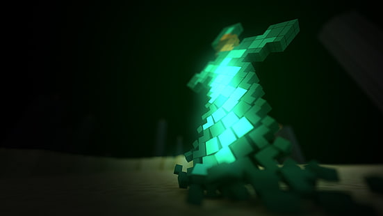 grüne Minecraft Kreuz Lampe, grünes Kreuz beleuchtete Lampe, Minecraft, Videospiele, HD-Hintergrundbild HD wallpaper