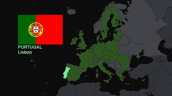 Portugal, Europa, karta, flagga, HD tapet HD wallpaper