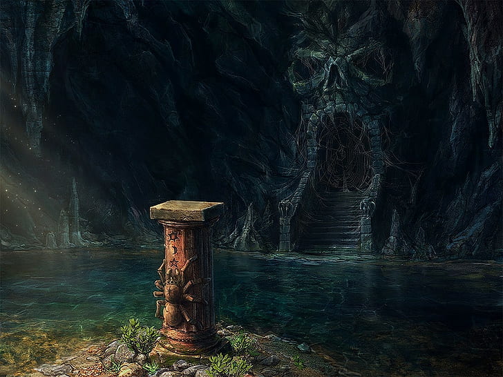 arte fantasy, grotta, Sfondo HD