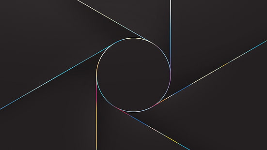 خلفية سوداء وزرقاء ، مجردة ، خطوط ، دائرة ، بساطتها ، رمادي ، داكن، خلفية HD HD wallpaper