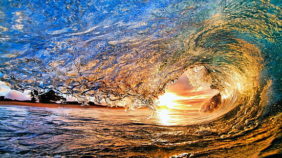 Etendue d'eau, eau, mer, vagues, lumière du soleil, Fond d'écran HD HD wallpaper