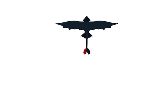 черная птица клипарт, как приручить дракона, беззубый, минимализм, простой фон, белый фон, HD обои HD wallpaper