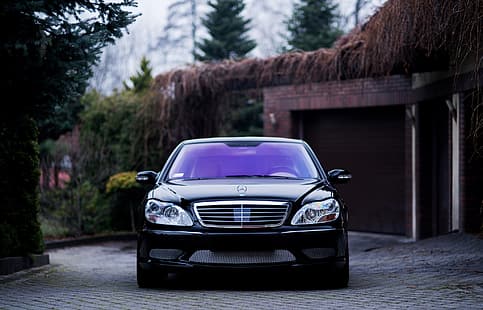 Mercedes, Klasik, Ön, Siyah, Efsane, S500, W220, HD masaüstü duvar kağıdı HD wallpaper