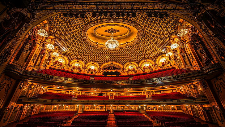 L'intérieur d'un opéra, théâtre royal haymarket, photographie, 3840x2160, chaise, opéra, Fond d'écran HD