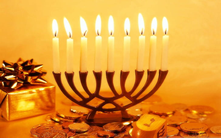 candelabro, vela, Janucá, festival, hanukiah, hanukkah, feriado, judío, menorá, Fondo de pantalla HD