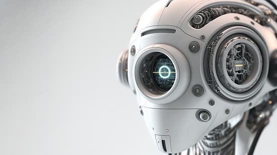 Arte AI, robô, branco, ficção científica, Futurismo, inteligência artificial, HD papel de parede HD wallpaper