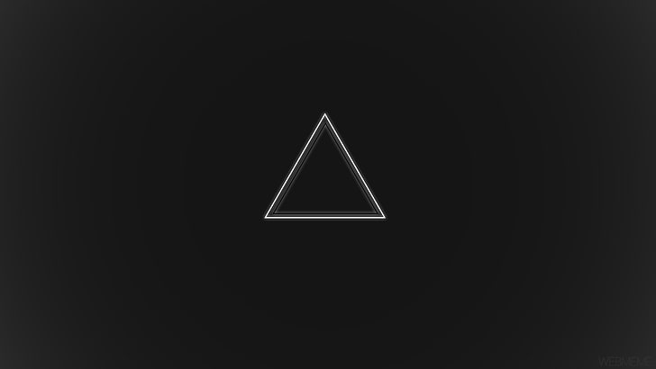 ilustrasi bentuk segitiga, minimalis, abu-abu, geometri, hitam, putih, Wallpaper HD