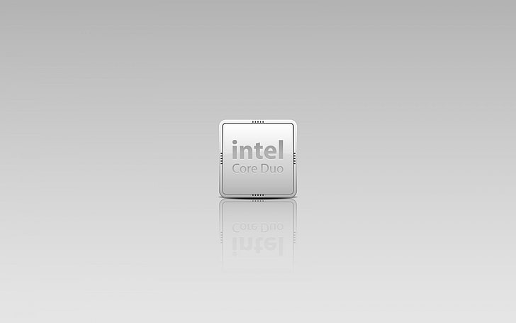 Intel Core Duo, logo Intel Core Duo, komputery, Intel, biały, komputer, Tapety HD