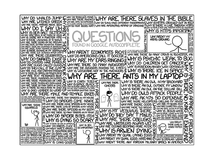 скриншот черного текста, xkcd, комиксы, вопросы, гугл, интернет, юмор, осьминог, HD обои