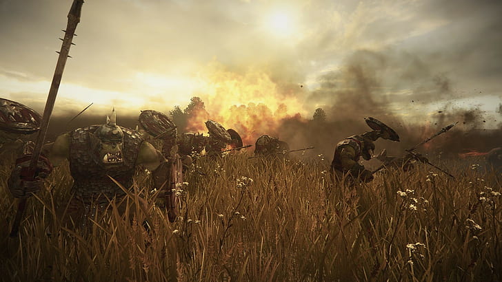 Total War: Warhammer, Orc, орки, взрыв, HD обои