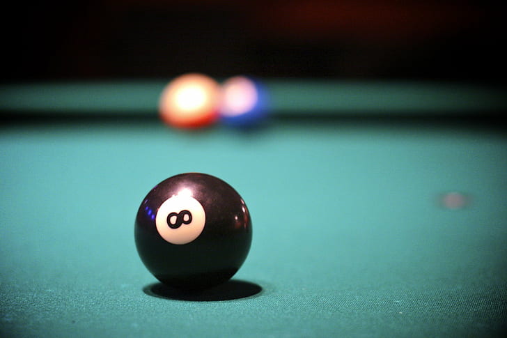 selective focus photography of 8 billiard ball on table, behind the eight ball, selective focus, photography, billiard ball, table, eight ball  pool, pool  billiards, bars, creative commons, peace, pool Game, pool Cue, sport, snooker, playing, ball, leisure Games, aiming, hobbies, pool Table, leisure Activity, competition, HD wallpaper