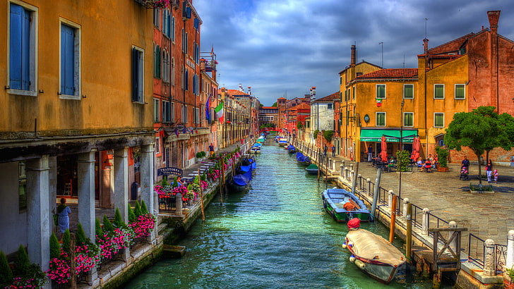 canal, architecture, tourism, europe, water, travel, city, river, building, boat, town, tourist, house, street, sky, bridge, landmark, reflection, history, old, sea, famous, cityscape, church, tower, landscape, ancient, vacation, italy, historic, urban, european, buildings, medieval, monument, summer, historical, HD wallpaper