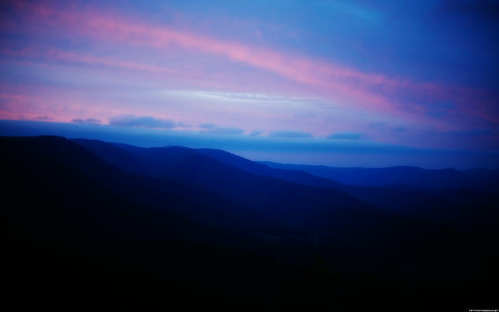 pemandangan, pegunungan, punggung bukit, biru, Wallpaper HD