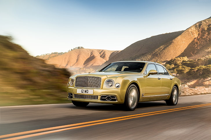 voiture de luxe, Salon de l'auto de Genève 2016, Bentley Mulsanne Speed, or, Fond d'écran HD