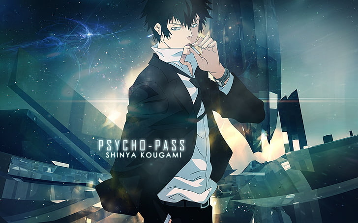 Psycho Pass Shinya Kougami poster, Psycho-Pass, Shinya Kogami, anime, anime boys, HD wallpaper