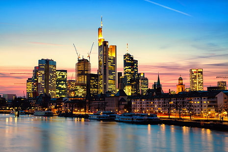 cityscape, Frankfurt, Germany, HD wallpaper HD wallpaper