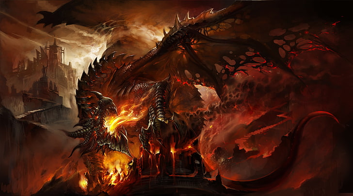 deathwing fan art world of warcraft cataclysm 2953x1640  Video Games World of Warcraft HD Art , Fan Art, Deathwing, HD wallpaper