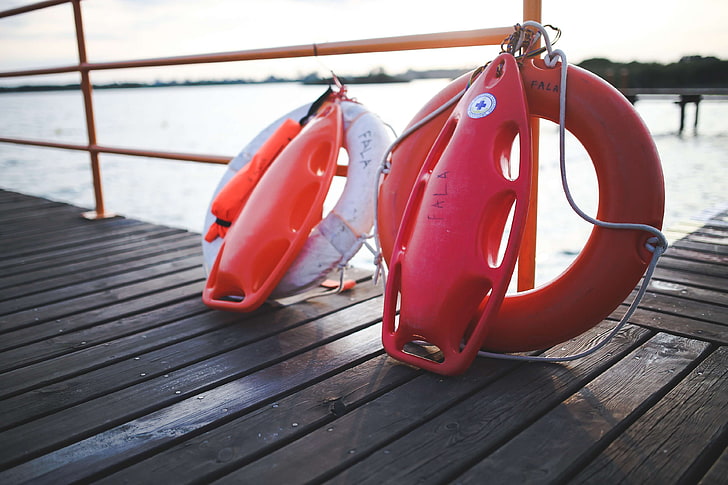 beach, dock, equipment, lake, lifebuoy, lifesaver, ocean, ring buoy, safety, sea, wooden floor, HD wallpaper
