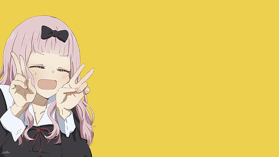 Anime, Anime Girls, Kaguya-Sama: Liebe ist Krieg, Chika Fujiwara, einfacher Hintergrund, HD-Hintergrundbild HD wallpaper