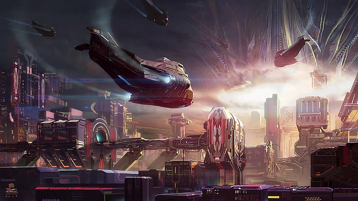 science fiction, spaceship, futuristic, HD wallpaper