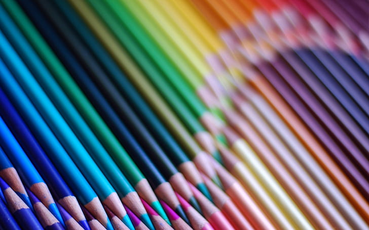 Crayons de couleur, ensemble, aiguisé, coloré, Fond d'écran HD