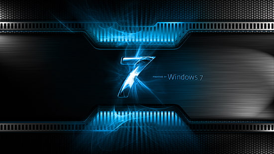Windows, Arbeit, svart, blå, futuristisk, silver, Windows 7, HD tapet HD wallpaper