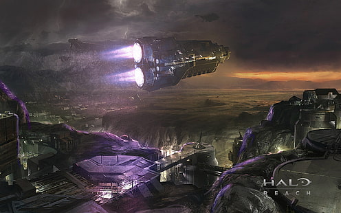 Arte digital da nave espacial Halo Reach, arte de fantasia, Halo, Halo Reach, videogames, HD papel de parede HD wallpaper