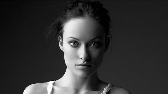 Оливия Уайлд, модел, актриса, монохромен, жени, портрет, HD тапет HD wallpaper