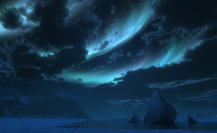 Antarctica Landscape 3D, nimbus clouds digital wallpaper, Artistic, 3D, Landscape, Antarctica, HD wallpaper
