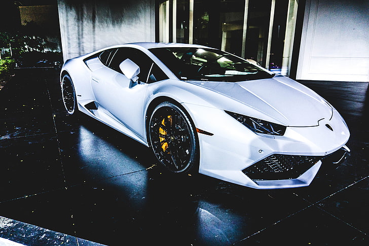silbernes Lamborghini Huracan Coupé, Auto, Seitenansicht, Sportwagen, weiß, HD-Hintergrundbild