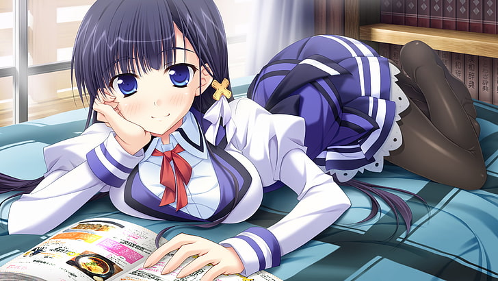 Anime Mädchen, lange Haare, Schulmädchen, HD-Hintergrundbild