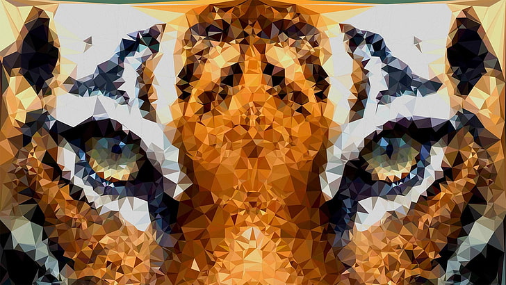 tiger mosaikmalerei, tiere, tiger, low poly, augen, digitale kunst, HD-Hintergrundbild