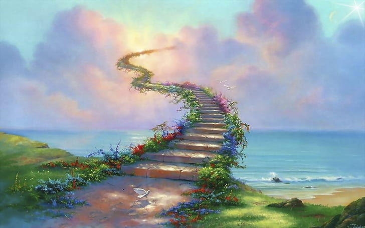 Treppe zum Himmel Pfad Taube Wolken Abstrakt Ultra 2560 × 1600 Hd Wallpaper 43694, HD-Hintergrundbild