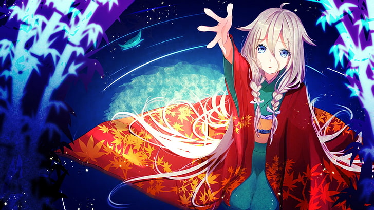 pink haired woman anime illustration, vocaloid, ia, kimono, pigtails, HD wallpaper