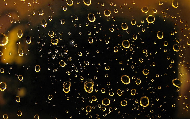 water droplets, surface, drops, glass, dark, HD wallpaper