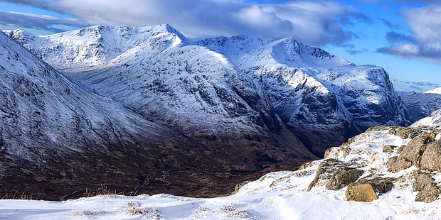 曇り空の下で雪に覆われた山、ロストバレー、山、覆われた、雪、曇り、空、スコットランド、グレンコー、Bidean nam Bian、自然、山のピーク、屋外、氷、冬、風景、風景、ヨーロッパアルプス、青、ヨーロッパ、ハイキング、氷河、山脈、旅行、高地、 HDデスクトップの壁紙 HD wallpaper