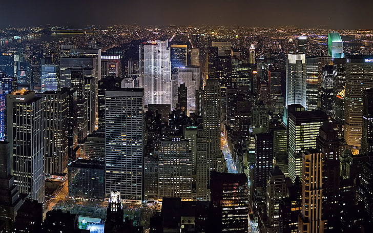skyscraper, new york, night, skyscraper, HD wallpaper