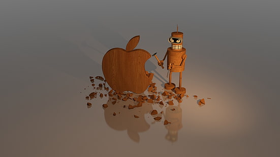 робот сграда лого на Apple цифров тапет, дърво, Apple, mac, лого, HD тапет HD wallpaper