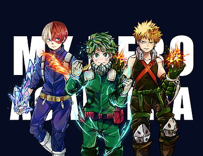 Anime, My Hero Academia, Izuku Midoriya, Katsuki Bakugou, Shoto Todoroki, Wallpaper HD HD wallpaper