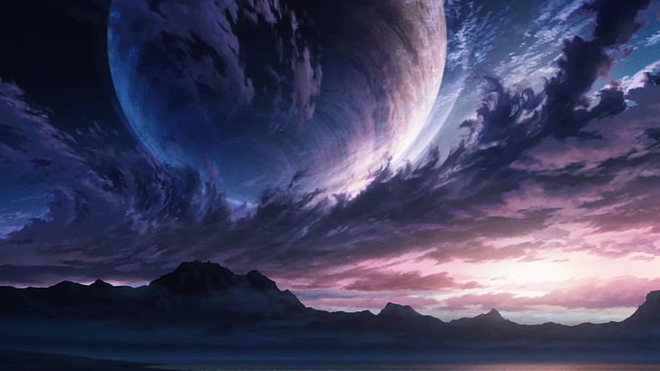 fantasy art, planet, futuristic, cloudy, landscape, HD wallpaper